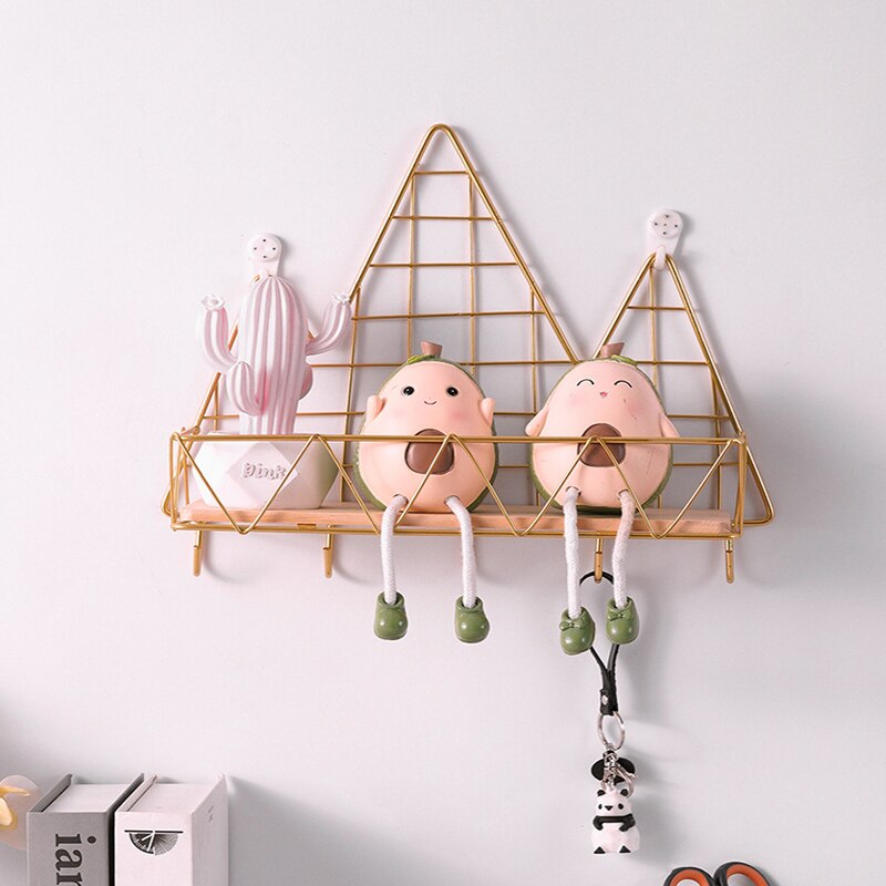 Nordic Iron Veranda Sleutel Opslag Decoratie Plank Muur Geperforeerde Muur Ornamenten Hanger Ornamenten Opbergrek