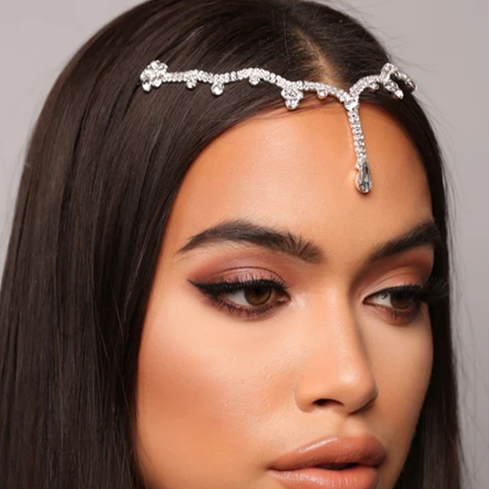 Stonefans – pendentif indien en cristal, chaîne frontale, bijoux, diadème, tête de mariée, cheveux, accessoires,