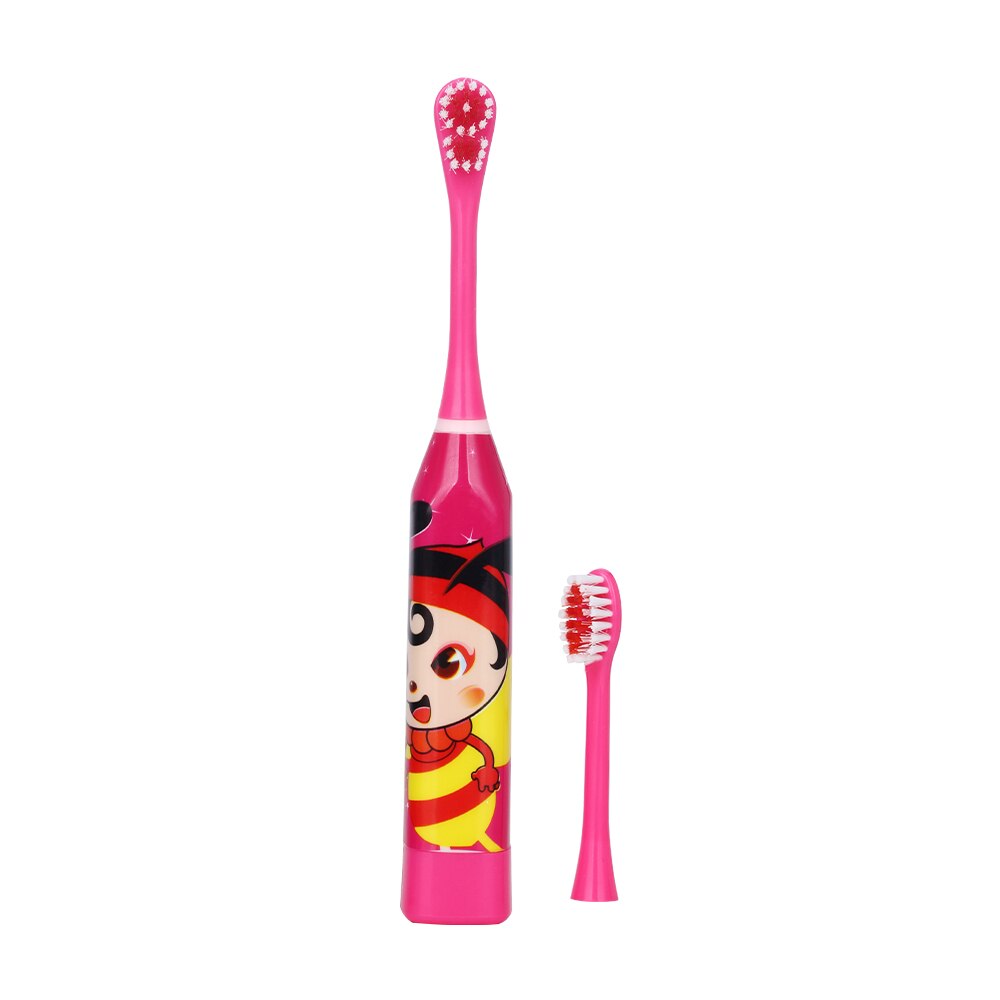 Tegneserie mønster børn elektrisk tandbørste dobbeltsidet tandbørstehoveder elektrisk tænderbørste eller udskiftningsbørstehoveder børn: Rød