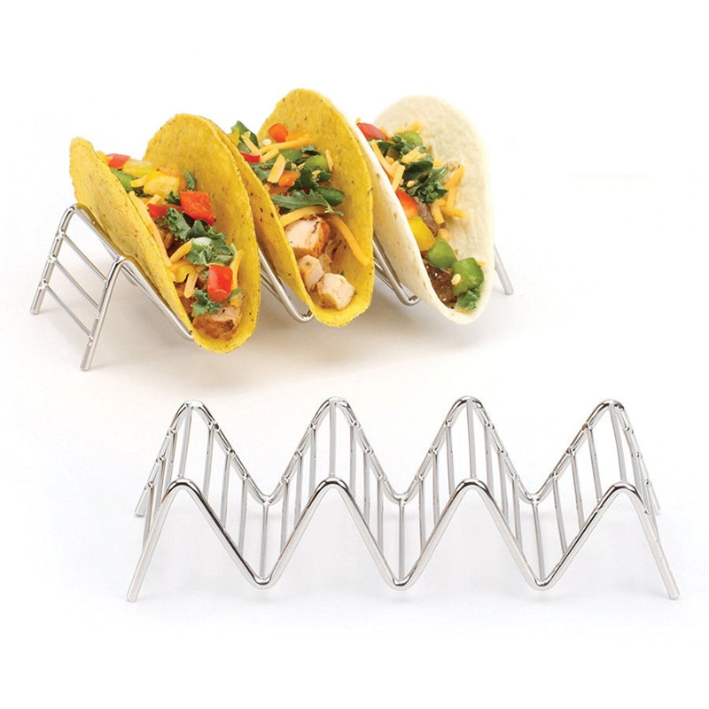 Taco hållare rostfritt stål taco stativ mexikansk matställ skal 1-4 platser usa våg form taco hållare stå rack display