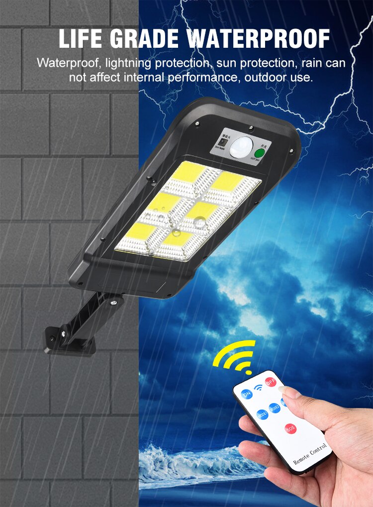 Motion Sensor Solar Led Light Remote Outdoor Wall Street Light Waterproof Human Body Induction Garden Multi-Mode Solar Lamps