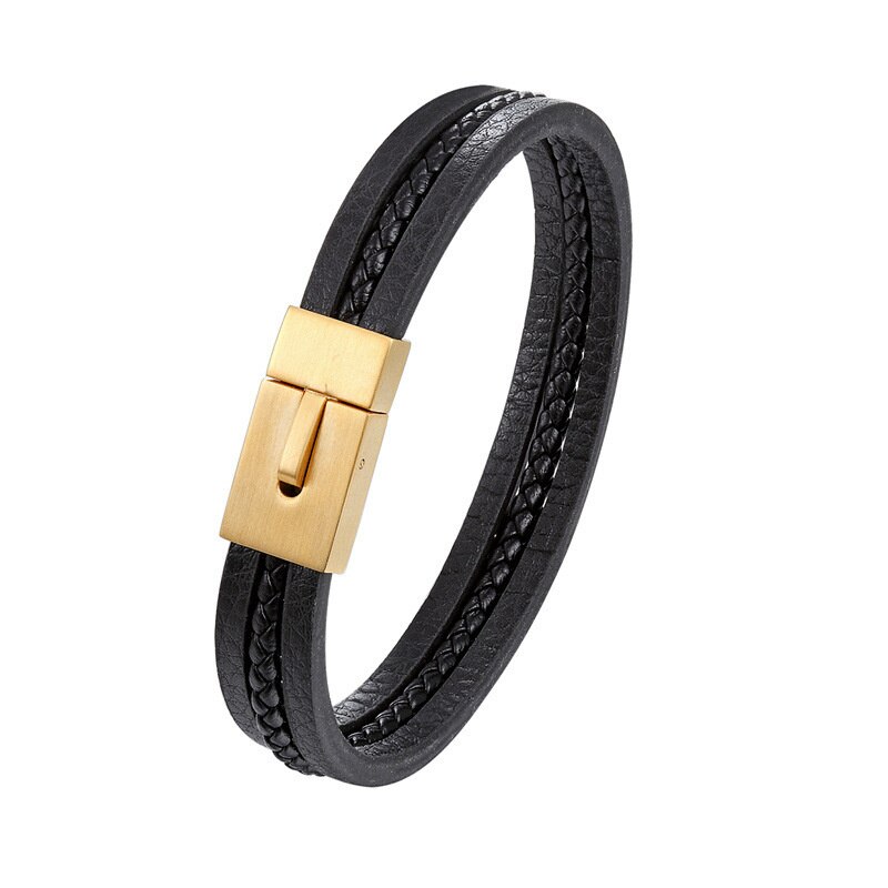 Simple Men Leather Bracelet Stainless Steel Accessories Personality Leather Bracelet For Men Jewelry: 4