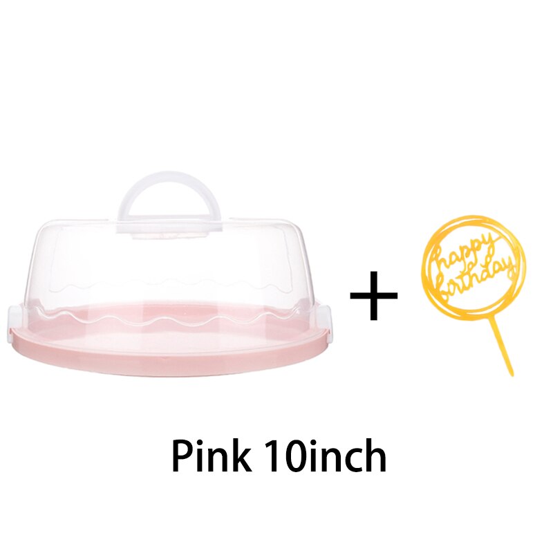 8 zoll/10 zoll tragbare kunststoff runde kuchen Container Nachtisch Container Kasten kuchen träger Server lagerung Kasten Tablett küche werkzeuge: 10 Zoll Rosa Karte