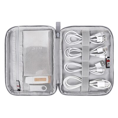 BUBM External Hard Driver Bag, Travel Gadget Bag for Cables, USB Flash Drive, Hard Disk and More, Perfect Size For Ipad Mini/Air: XS size-Gray