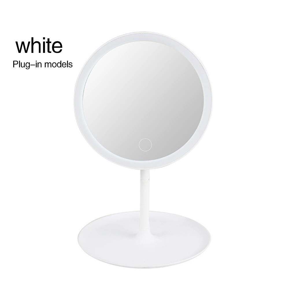 Led-belysta speglar bordsspegel spegel lampa lysande 90 ° rotation skönhet badrum bärbar förstoringspekskontroll: Vit / Uppladdningsbart 3- läge