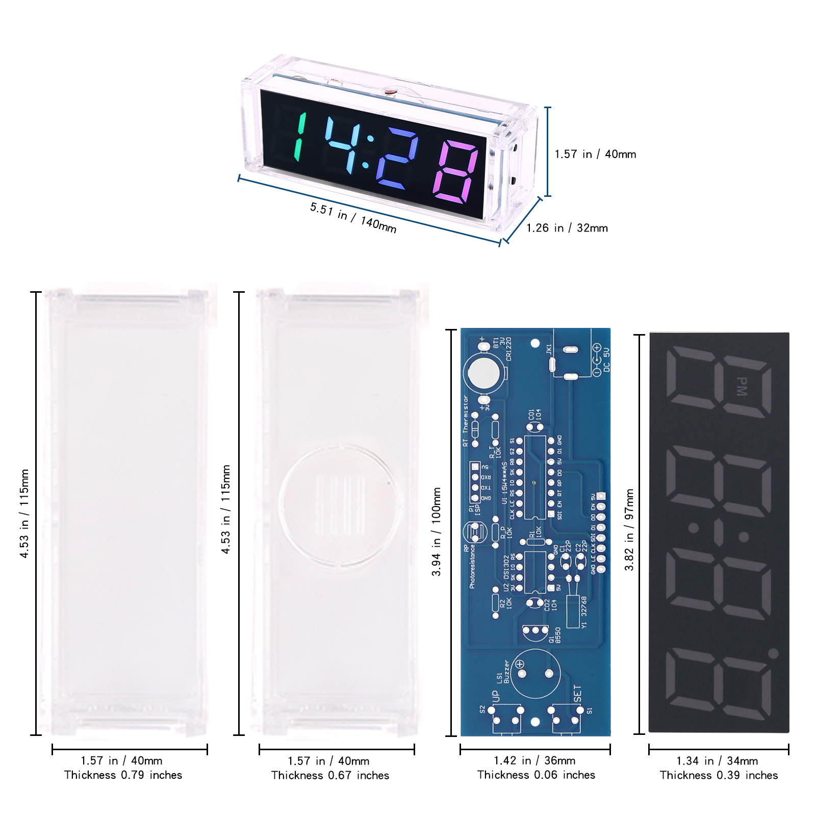 DIY Elektronik Bausatz Uhr LED Mikro Regler Bausatz Digitaluhr Zeit Licht/Licht Sinn Kontrolle Thermometer verrotten/blau/grün/weiß