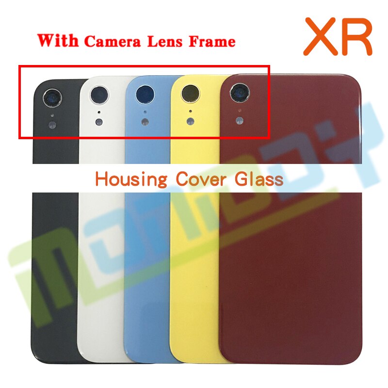 Achterkant van glas voor iphone xr, achterkant van de behuizing, batterijdeksel, achterklep zonder lens of met cameralens
