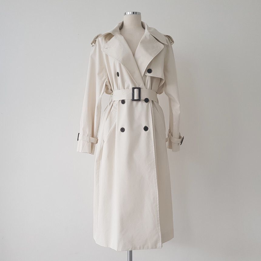 Gagarich dames trenchcoat in koreaanse stijl, chic, wit, grote revers, dubbele rij knopen, tailleband, slanke rechte lange jas, herfst