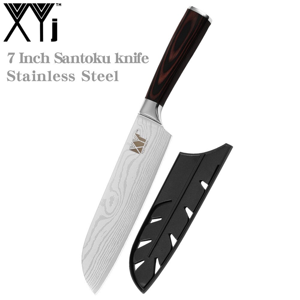 XYj 7 inch Damascus Pattern Santoku Knife Stainless Steel 7cr17 Sharp Blade Chef Knives Germany Style Kitchen Accessory Tools: NO.11