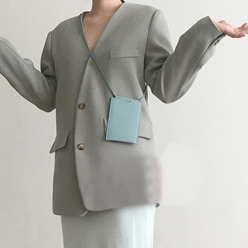 Woman Mint Green PU Leather Single Strap Casual Soft Can Hold On Phone Messenger Crossbody Bags Q001