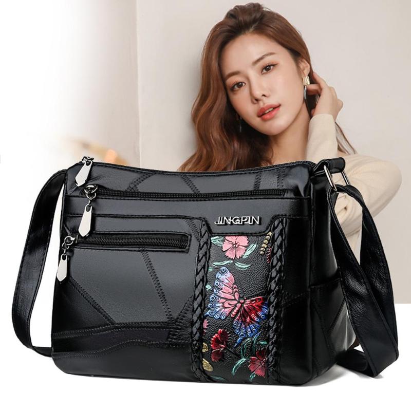 Bolsa de hombro estampada con flores para mujer, bolso cruzado de cuero de , bandolera de viaje de gran capacidad,