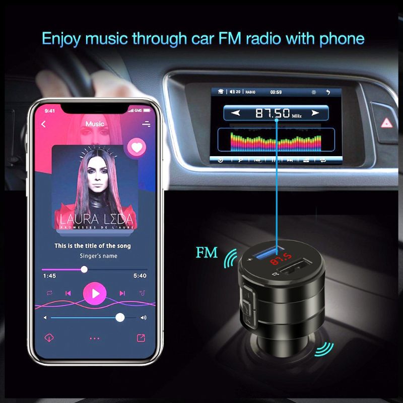 Car MP3 Player Handsfree Bluetooth 4.2 FM Transmitter Modulator Car Charger 3.1A Dual USB