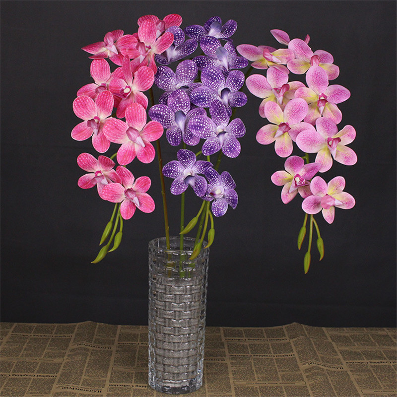 Een Kunstmatige Latex Vlinder Orchidee Plant 9 Heads Real Touch Vanda Phalaenopsis Orchidee 41 &quot;Voor Wedding Party Bloemen Decoratie