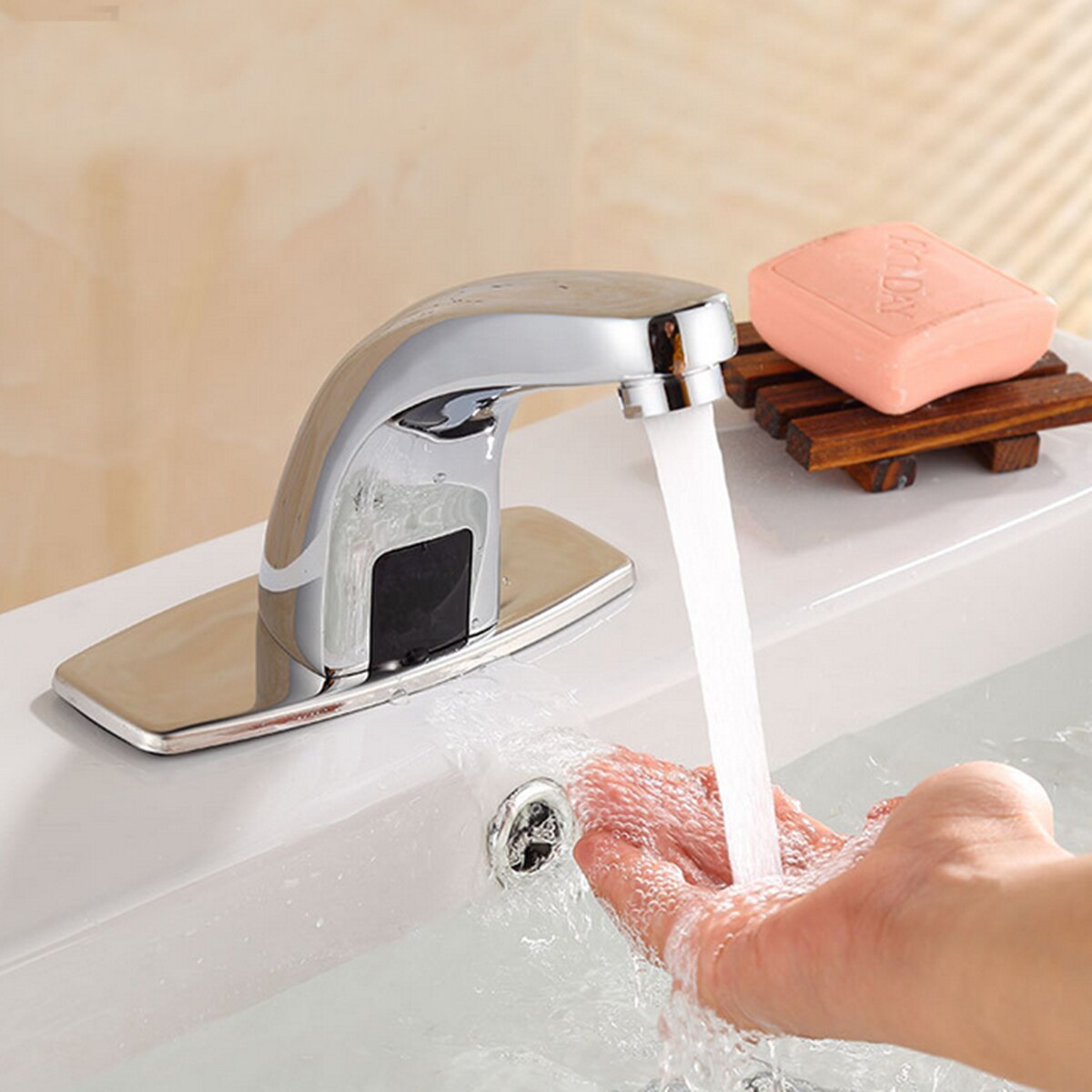 Sink Faucets Water Tap Automatic Infrared Sensor Faucet Deck Mount Smart Touch Hands Free Inductive Water Tap Kitchen torneira: cold water