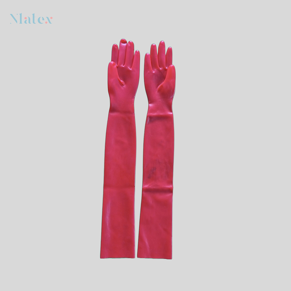 Stijlvolle Unisex Latex Lange Handschoenen-Duurzaam, Natuurlijk Materiaal, Veelzijdig Gebruik: Rood / XL