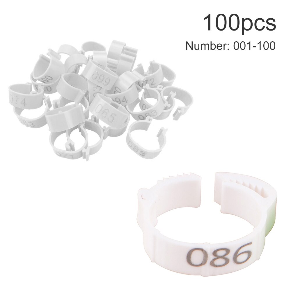 100PCS Chicken Leg Bands Chicken Poultry Rings 4 Colors Pigeon Geese Quail Bird Ring Carry tools Feeding Logo Poultry Ring Bird: 01