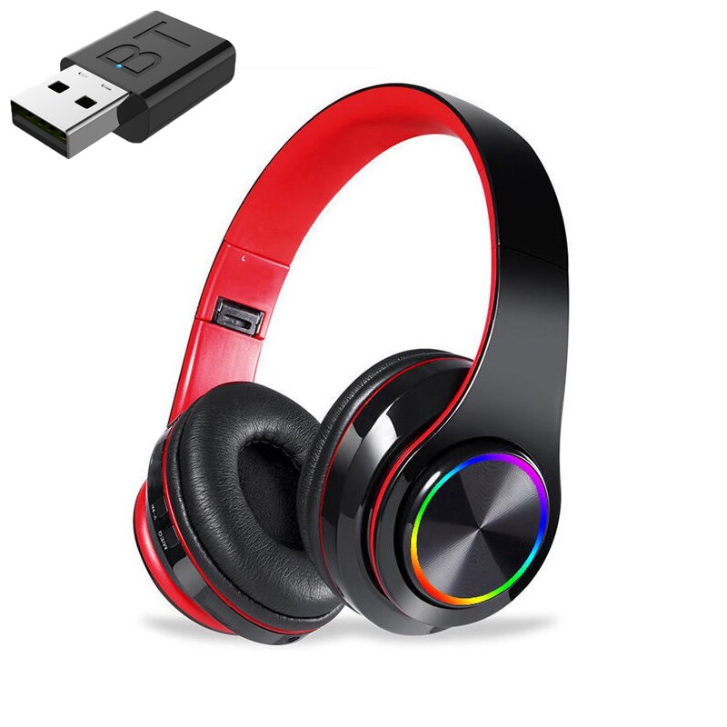 Bluetooth Tv Headset, Hifi Bluetooth Hoofdtelefoon Diepe Bas Draadloze Tv Hoofdtelefoon Met Zender Stick Voor Tv Computer Telefoon: black red
