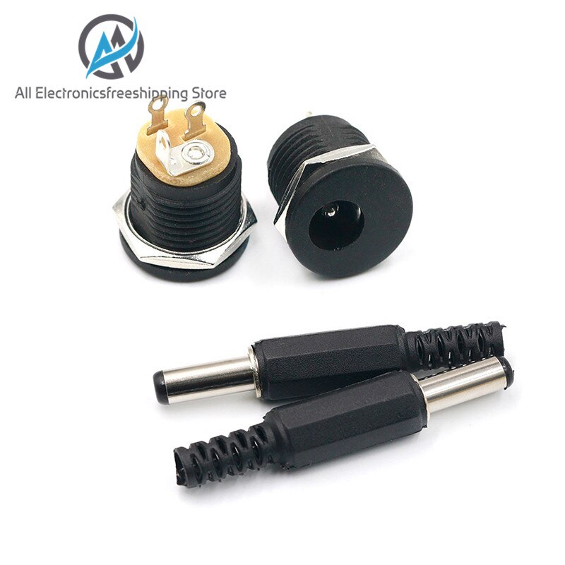 10Pcs Dc Power Connector Pin 2.1X5.5Mm Vrouw Plug Jack + Stekker Jack Socket Adapter Pcb mount Diy Adapter Connector 2.1X5.5: Male5 Female5 type3