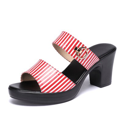 Gktinoo dame tøfler sandaler sommer høye hæler lakk kvinner sko dame tøfler sommer sandaler sko: Rosenrød / 10