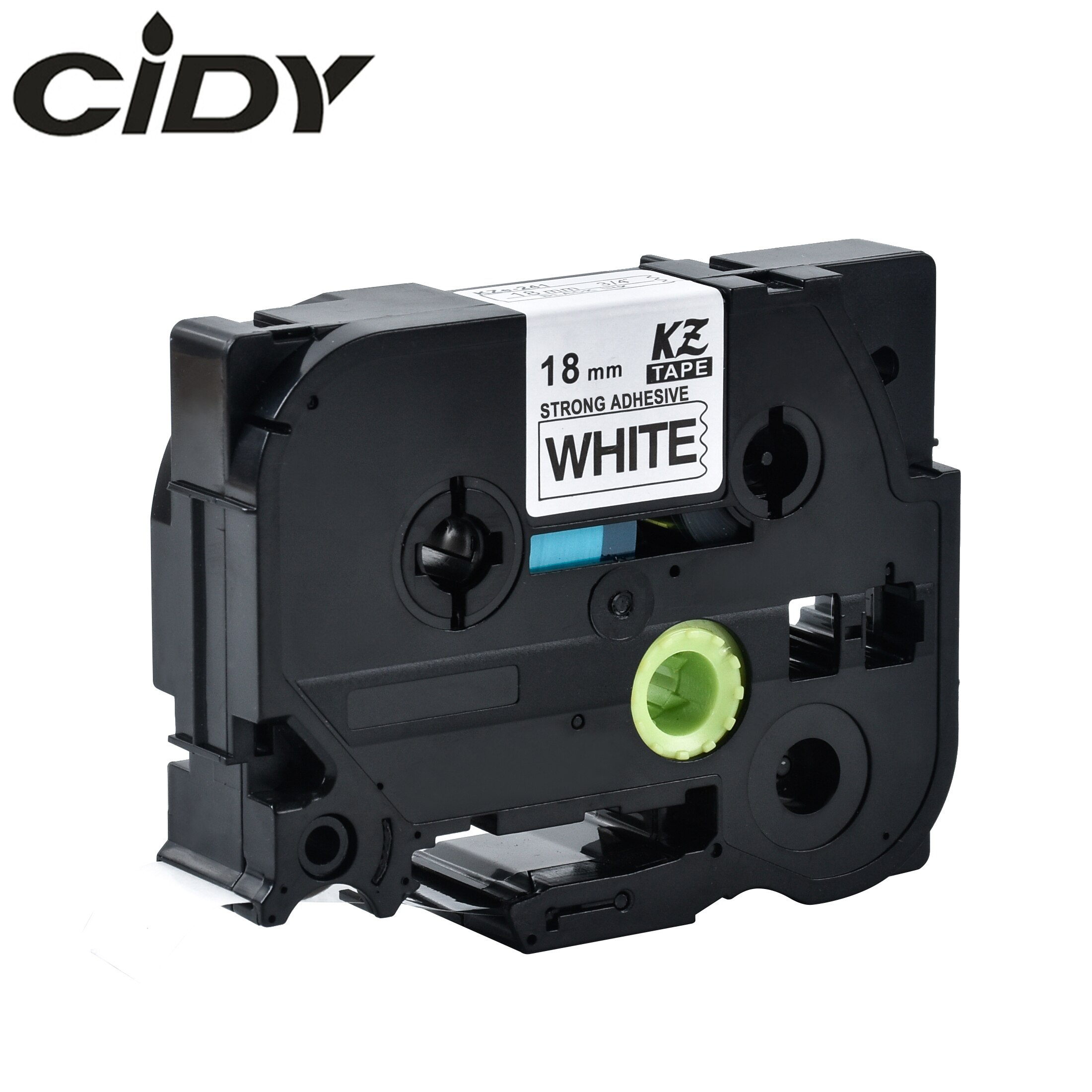 Cidy TZe-S241 Label Tape - 10 Pack - Strong Adhesive - Black on White - for Brother Label Printers