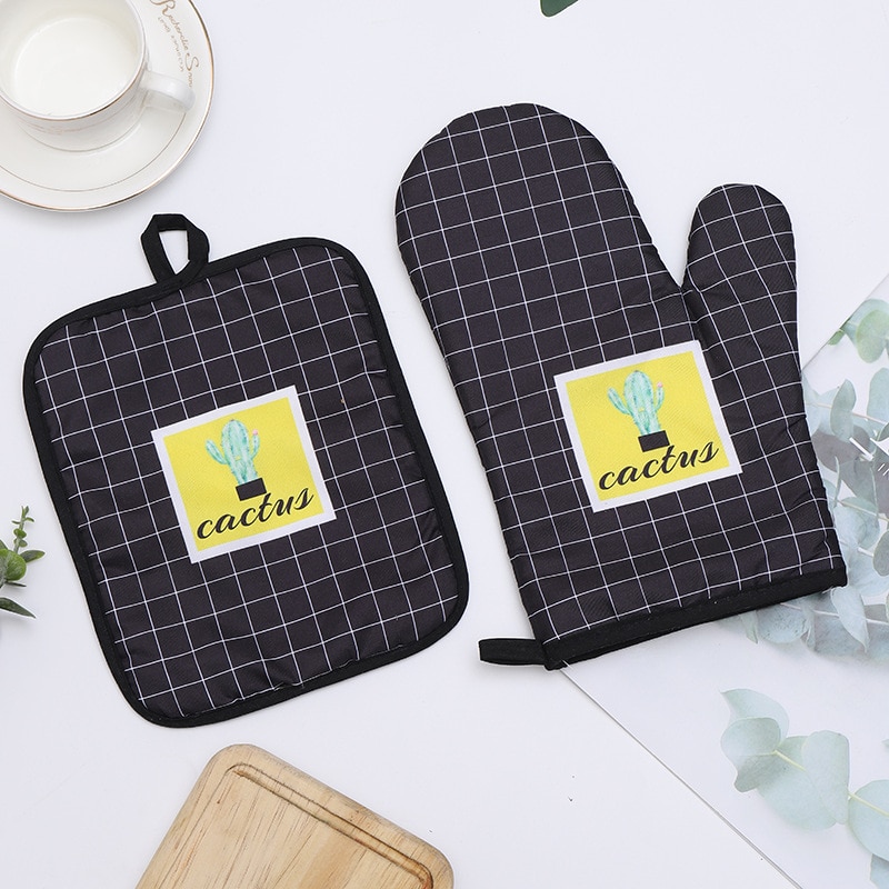 Gant micro-ondes manique ustensiles de cuisson bleu et blanc 100% coton mitaines de four et tapis de manique pour barbecue ou cuisine