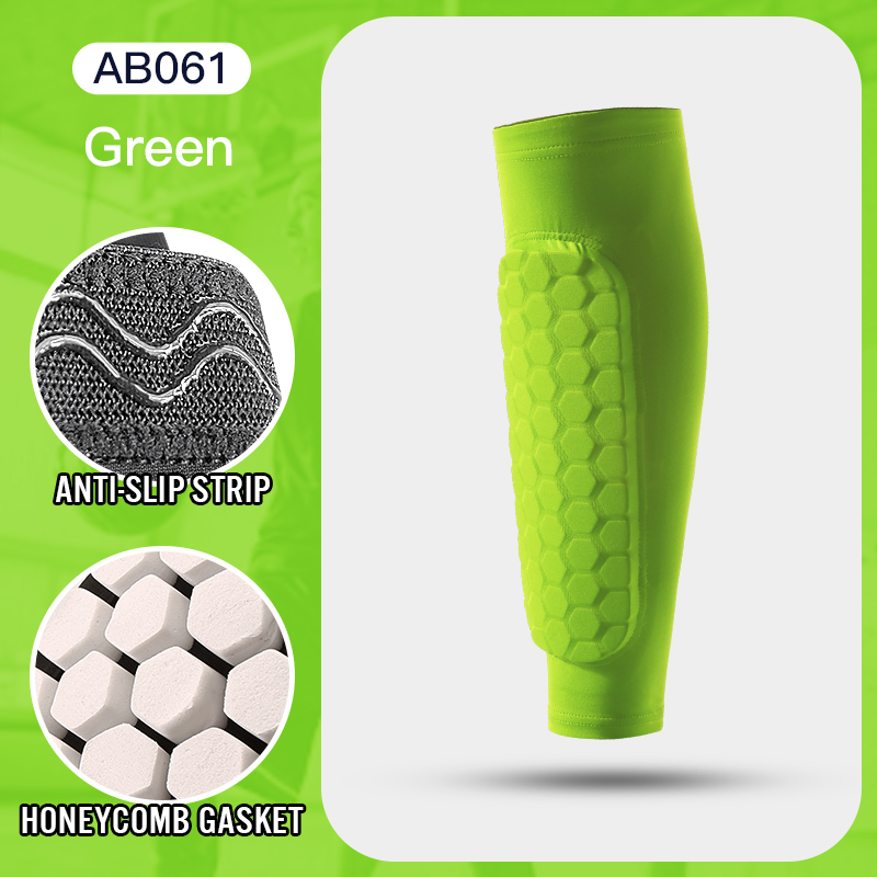 Manchons de jambe protège-tibia antichoc nid d'abeille Nylon Support chaussette protège-tibia équipement de football boucliers de football Legging de sport: M / green