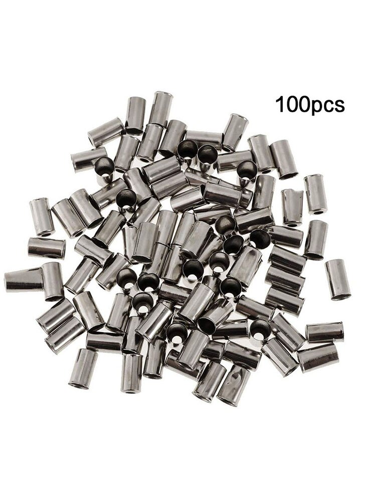 100pcs Metal Brake Cable Housing Ferrule End Crimp Part Silver Metal Bike Brake Cable Caps