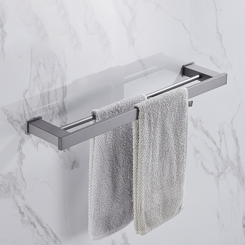 Gray Bathroom Hardware Set Square Bathroom Towel R... – Grandado