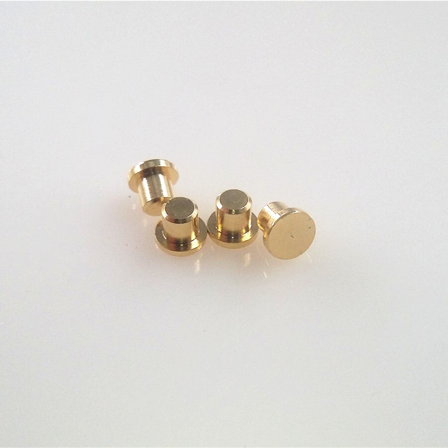 10pcs Female Pogo Pin Flange Diameter 3.0 mm Height 2.0 mm Flat surface Circular Contact Pad Brass Gold plate Spring connector