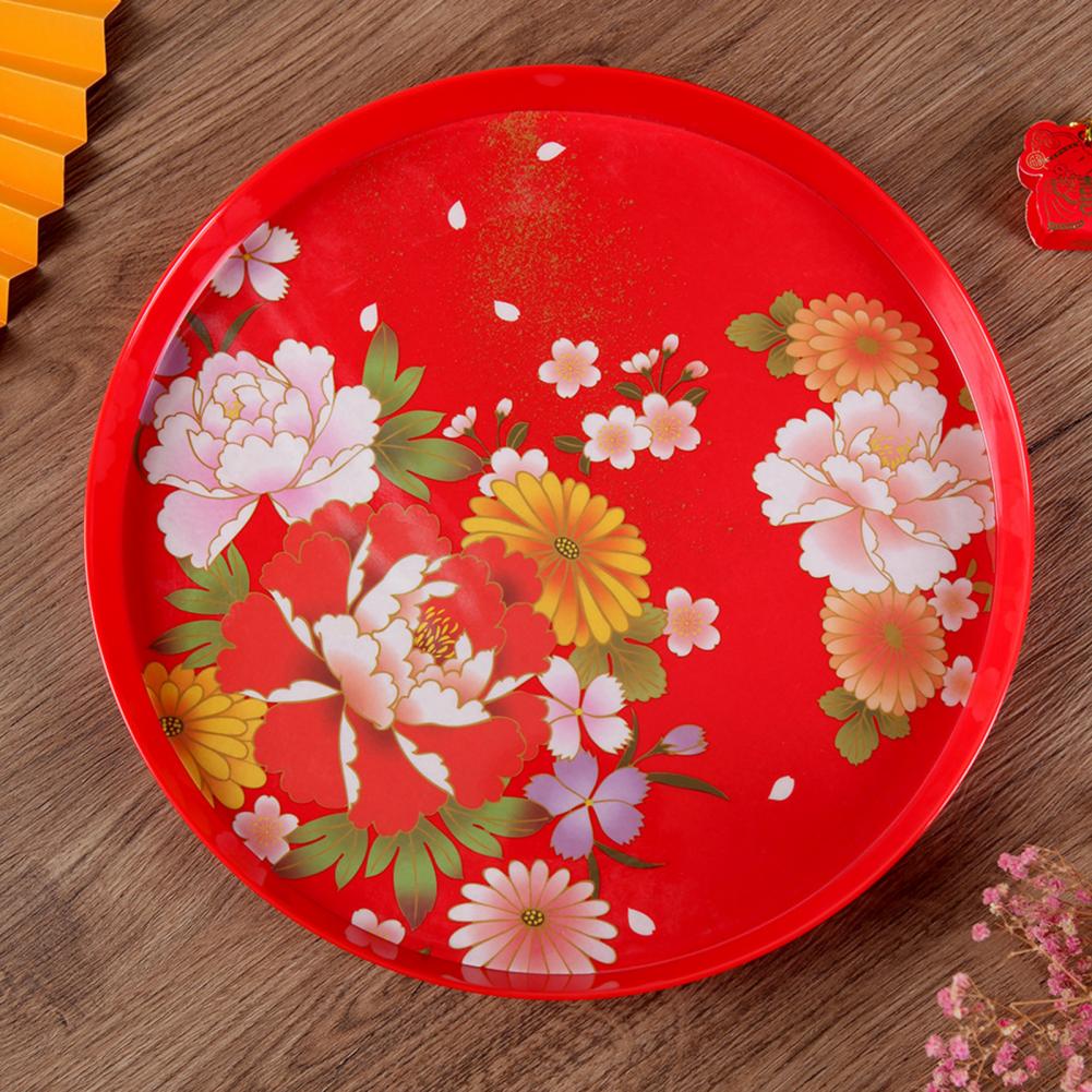 Chinese Traditional Tea Tray Flower Pattern Table Serving Tray Food Plate Wedding Decor plateau de serviceподнос для декора