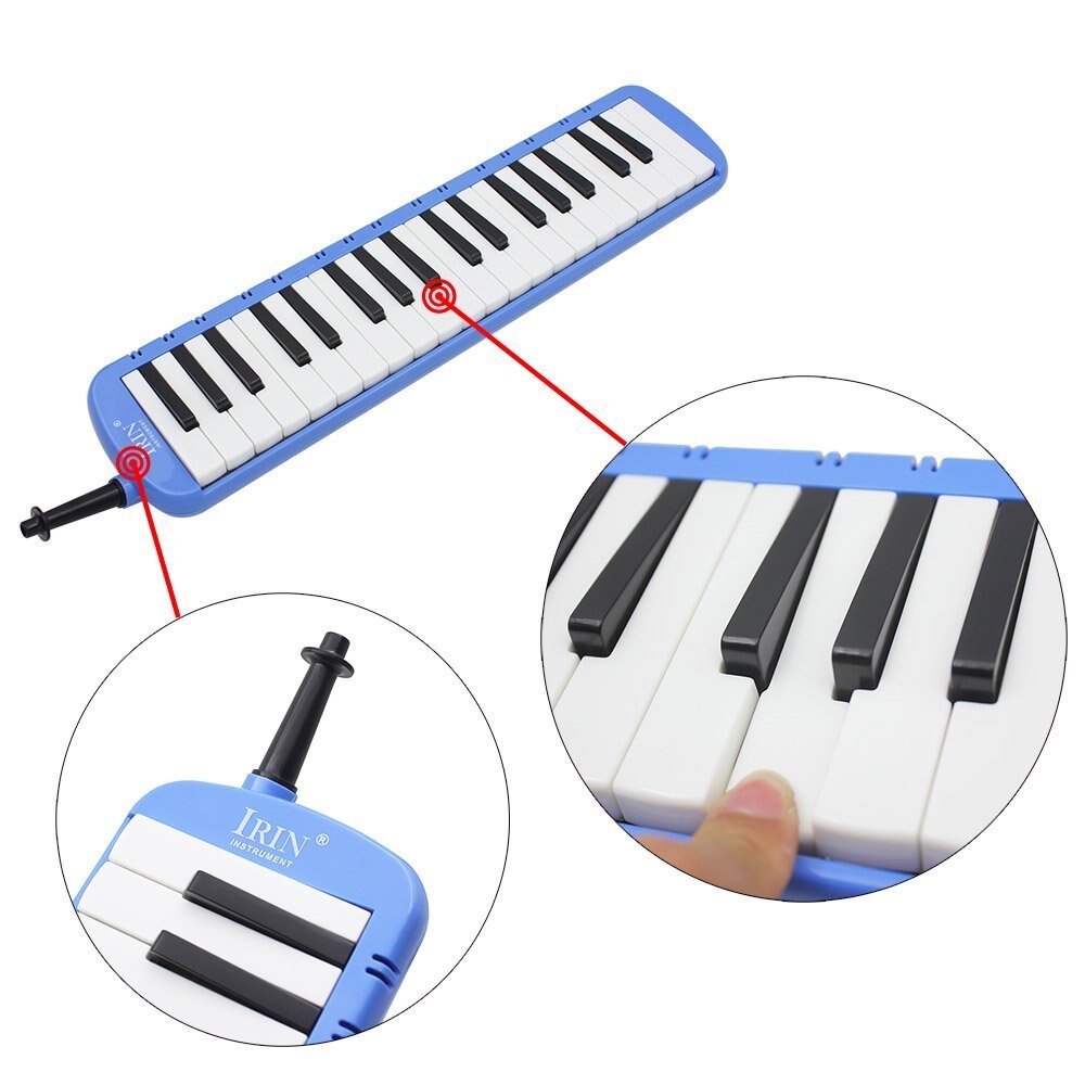 IRIN 1set 37 Piano Toetsen Melodica Muziekinstrument met Draagtas voor Studenten Beginners Kids Blauw