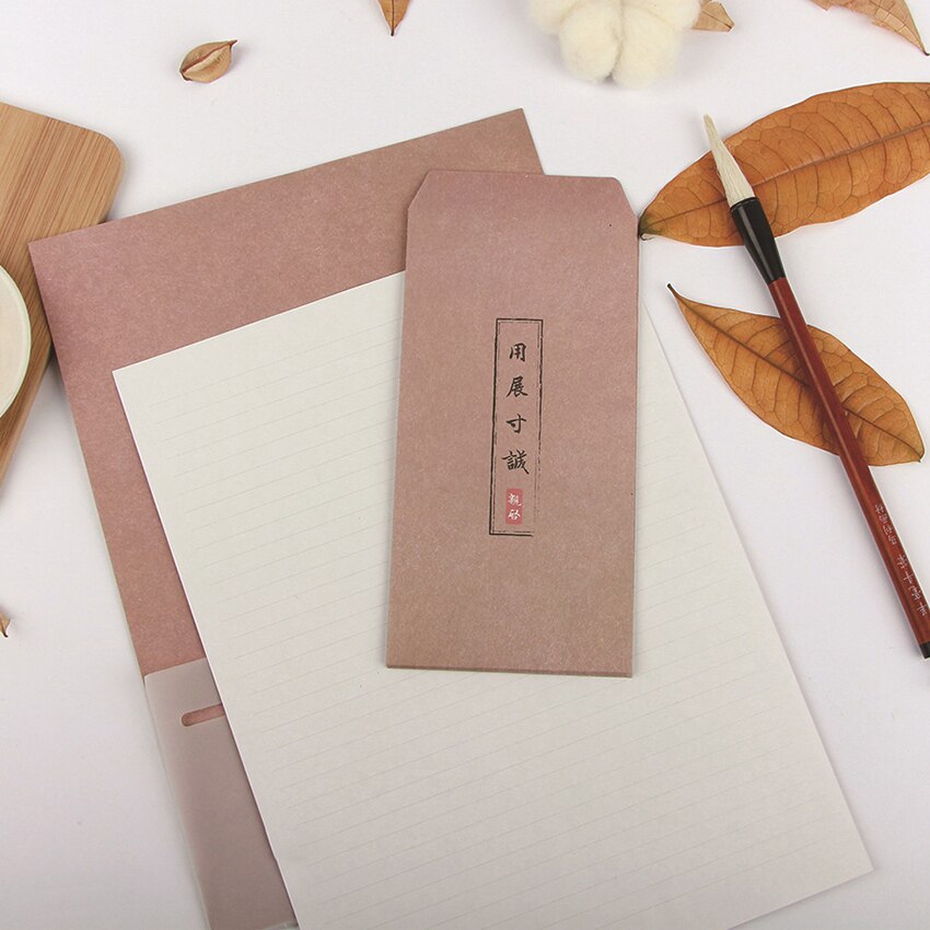 3 letter paper+6 envelopes Set Chinese Style Letter Paper Simplicity Envelope for Greeting,Wedding Party Invitation Card Storage