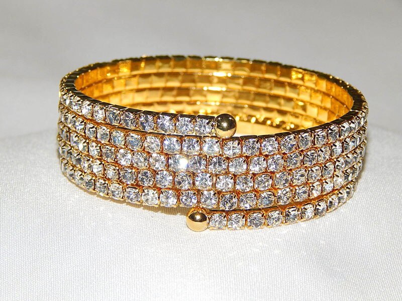 Spiral brude fest rhinsten stretch armring overarm armbånd guld farve og forsølvet brazaletes pulseras mujer