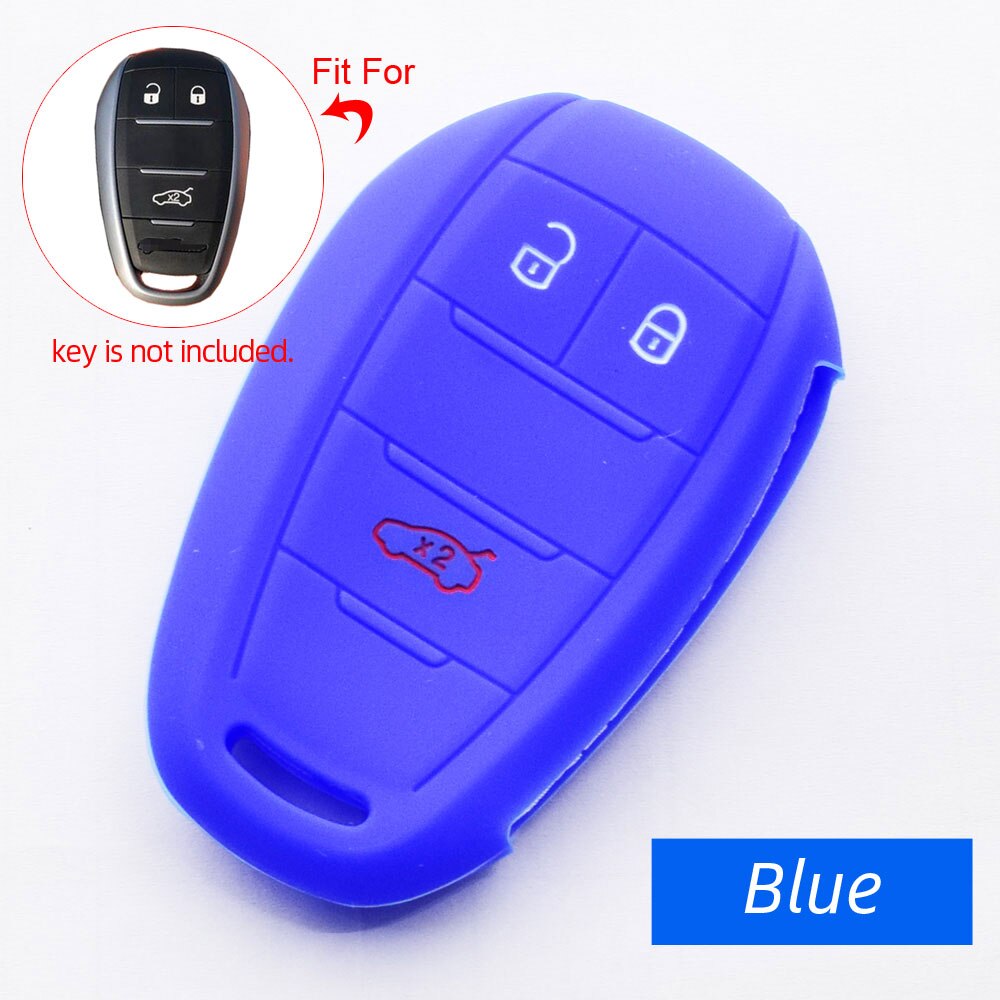 Coque de protection en Silicone pour clé de voiture Alfa Romeo Giulia Stelvio, étui souple pour télécommande intelligente à 3 boutons,: Blue