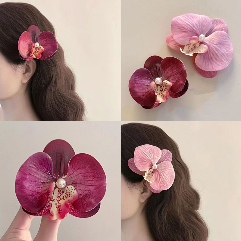Orchid Hair Clip For Woman Artificial Flower Hairpins Cute Wedding Party Side Clip Hair Accessories