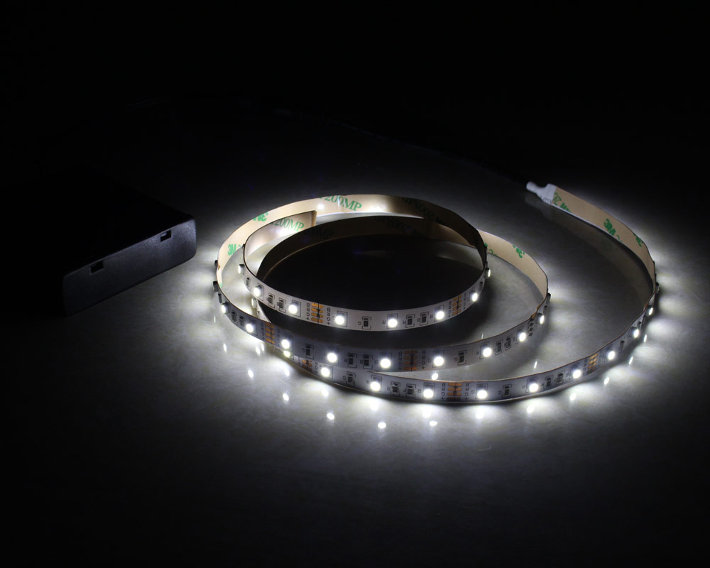 LED-strip op batterijen 50 cm 1 m 2 m 3 m plakbandverlichting SMD 2835 5 V warm koel wit batterij-aangedreven LED-striplamp: WIT / Cold White / 0,5 m