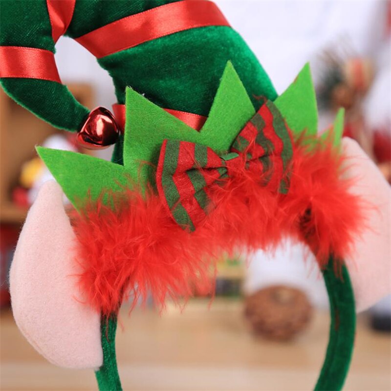 Rød fjer pandebånd alf ører lille spids hat pandebånd jul fest dekorationer fest cosplay dekorative pandebånd