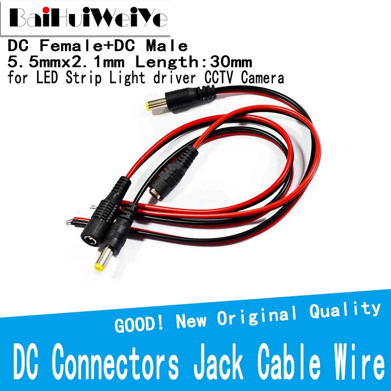 5Pcs 12V Dc Connectors Man Vrouw Jack Kabel Draad Lijn Adapter Plug Power Supply 5.5X2.1Mm voor Led Strip Licht Driver Cctv