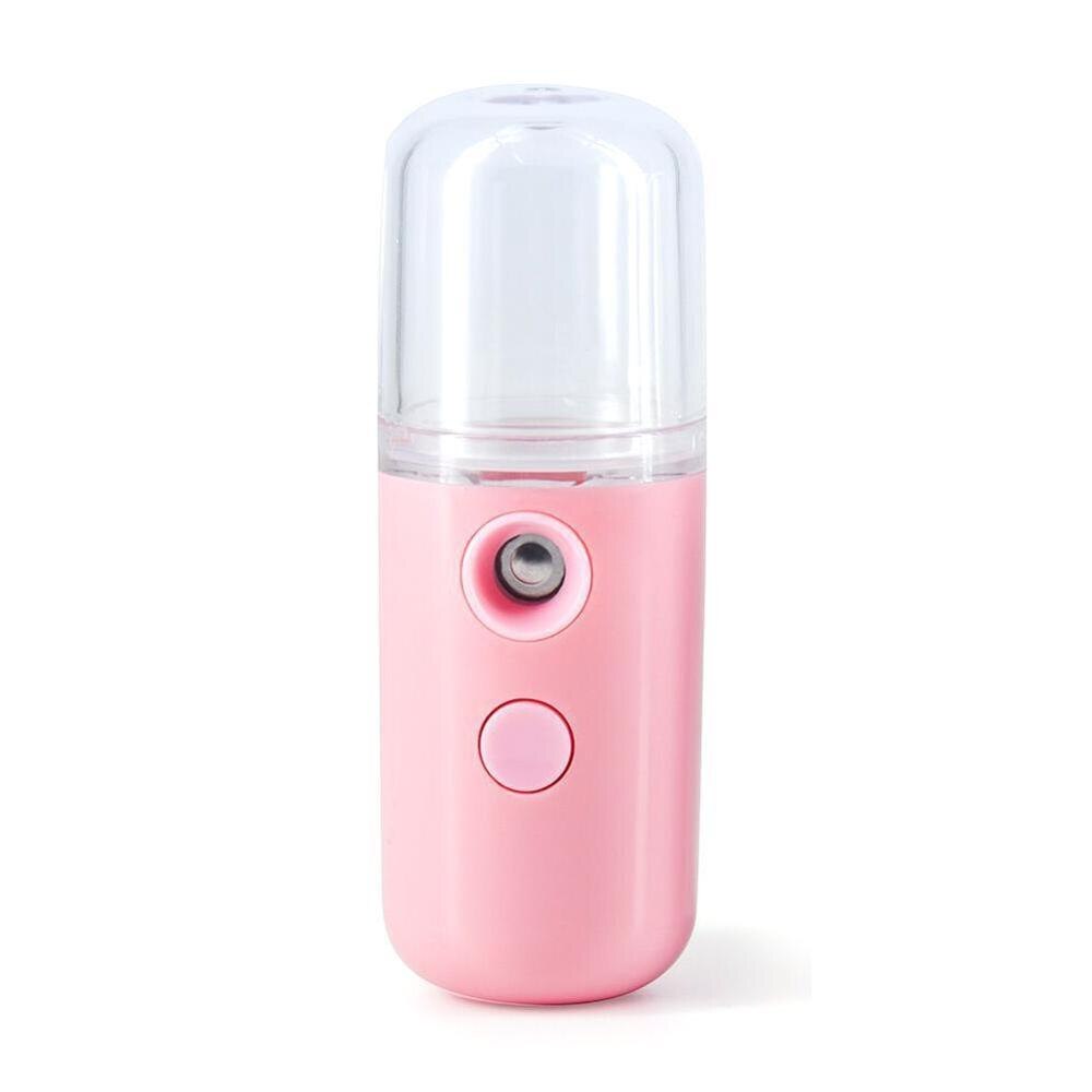 Bärbar liten luftfuktare usb uppladdningsbar 30ml handhållen vattenmätare ultraljud laddningsdiffusor mini mjölkolja ångad ansikte: Rosa
