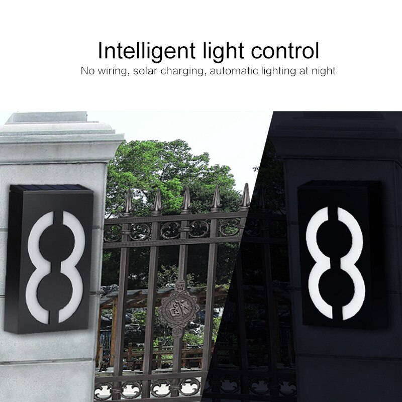 House Number Doorplate Digital Solar Light LED Address Signs Door Number Digits Wall Mount Number For Home
