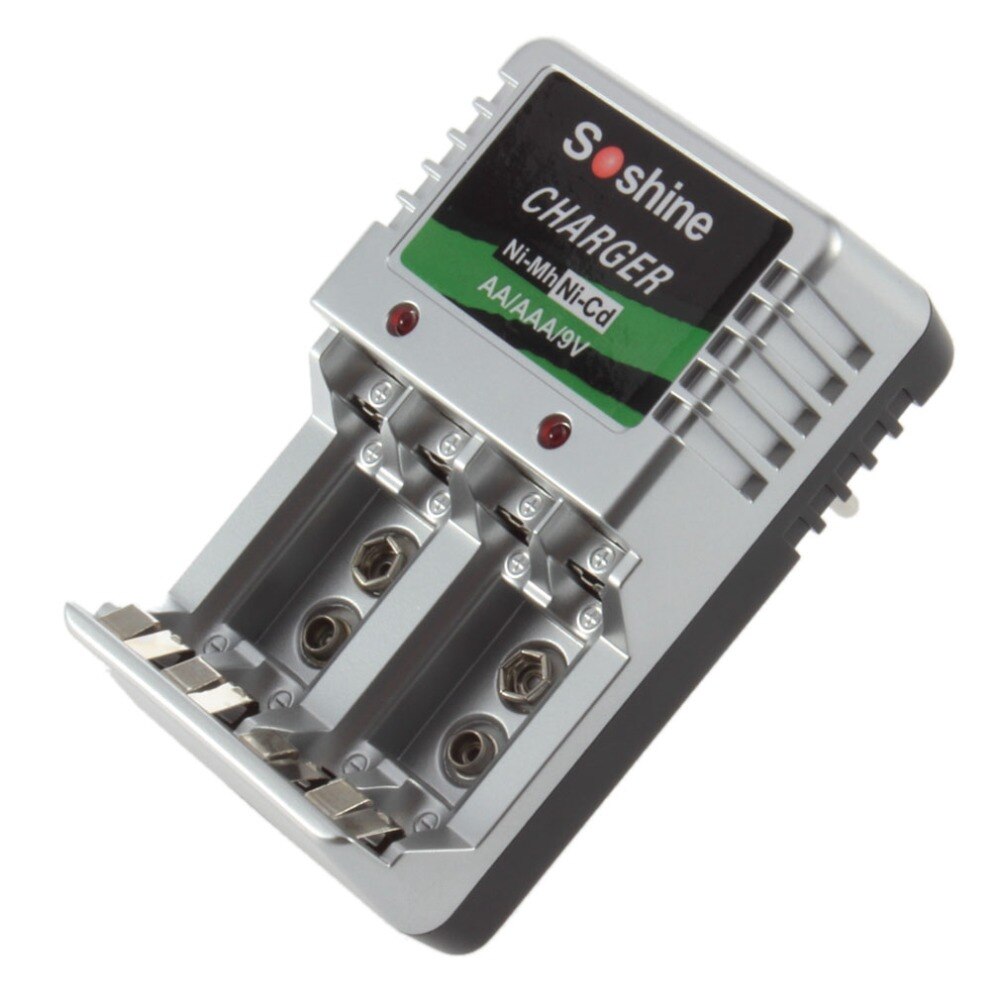 Soshine Rechargeable Battery Charger AA AAA 9V Ni-MH Ni-Cd Batteries Wall Desk Charging Chargers for Travel EU Plug