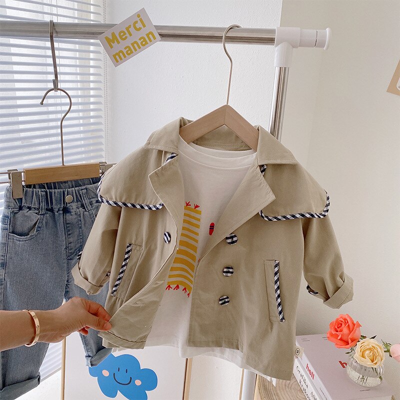 Giacche trench casual allentate per ragazzi e ragazze in stile coreano unisex 1-6Y