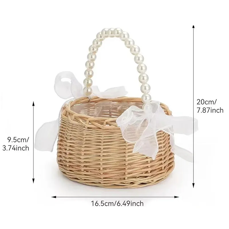 Cesta de flores tejida, cesta de almacenamiento de ratán, flor hecha a mano para niña, para el hogar, boda, baño, artículos de cocina: Azul