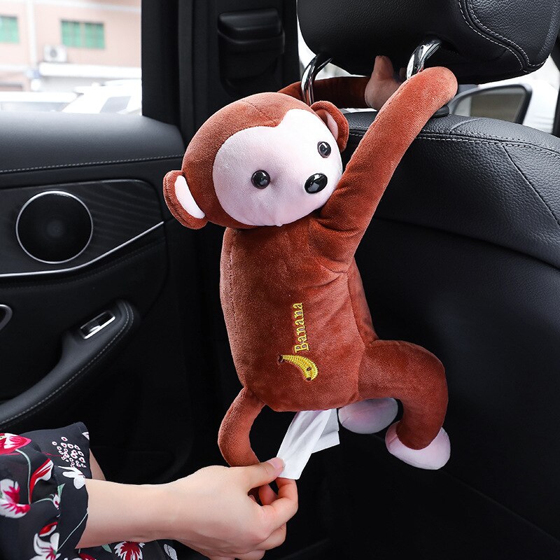 Hanging Monkey Tissue Holder Box Cover Cute Car Home Office Cartoon Animal Home Decor With Tissues Car Interior Accessories: 02
