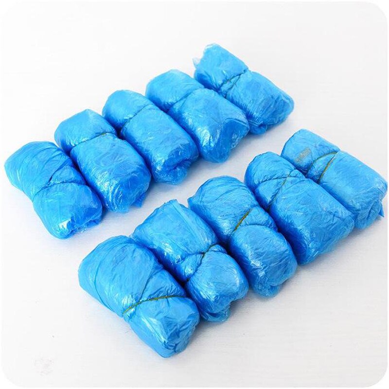 100pcs/lot Disposable Waterproof Plastic Shoe Covers Rainy Day Carpet Floor Protector Thick Cleaning Shoe Cover Blue Overshoes