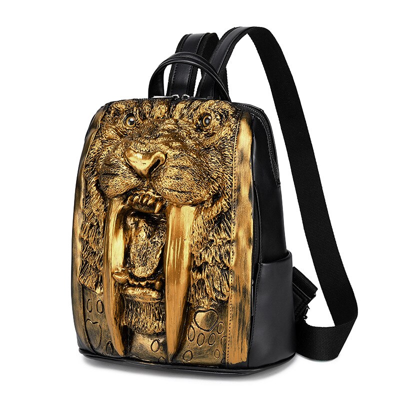 Women Men Waterproof 3D Backpack Large School Bags For Teenagers Shoulder Bag PU Leather Backpacks Casual Solid Rucksack: 30cm Gold