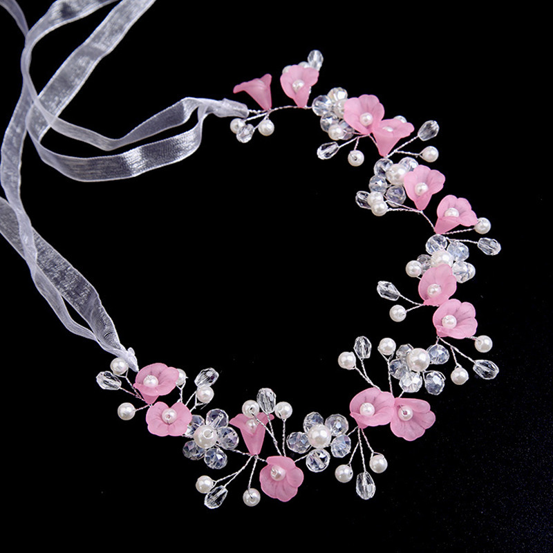 Girls Bridal Headband Imitated Pearl Crowns Girls Bridal Wedding Headband Floral Garland Romantic Flower Headband Girls: Antique Bronze Plated