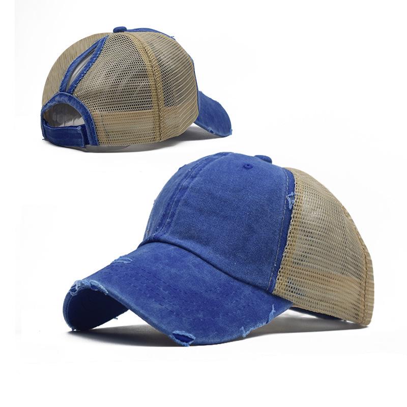 Gorra de béisbol de malla ajustable con cola de caballo, gorra de béisbol con cola de caballo ajustable, sombrero de béisbol lavada, sombreros para hombres y mujeres, Multicolor: 9