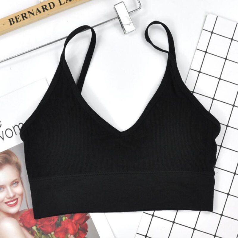 Women Sexy Crop Tops Tube Top Female Streetwear Sleeveless Camis Seamless Sports Lingerie Tee Bra Crop Top Bandeau Top Tank: Black