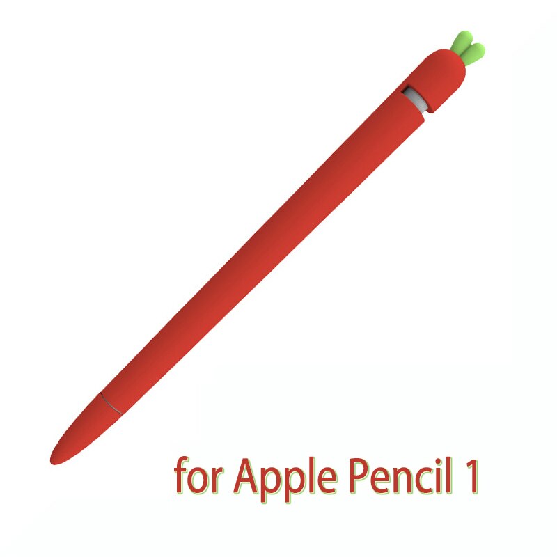 Soft cute carrot Silicone Cover For Apple Pencil 1 2 Case For iPad Tablet Touch Pen Stylus Protective Sleeve Pencil Cover coque: Red for 1st